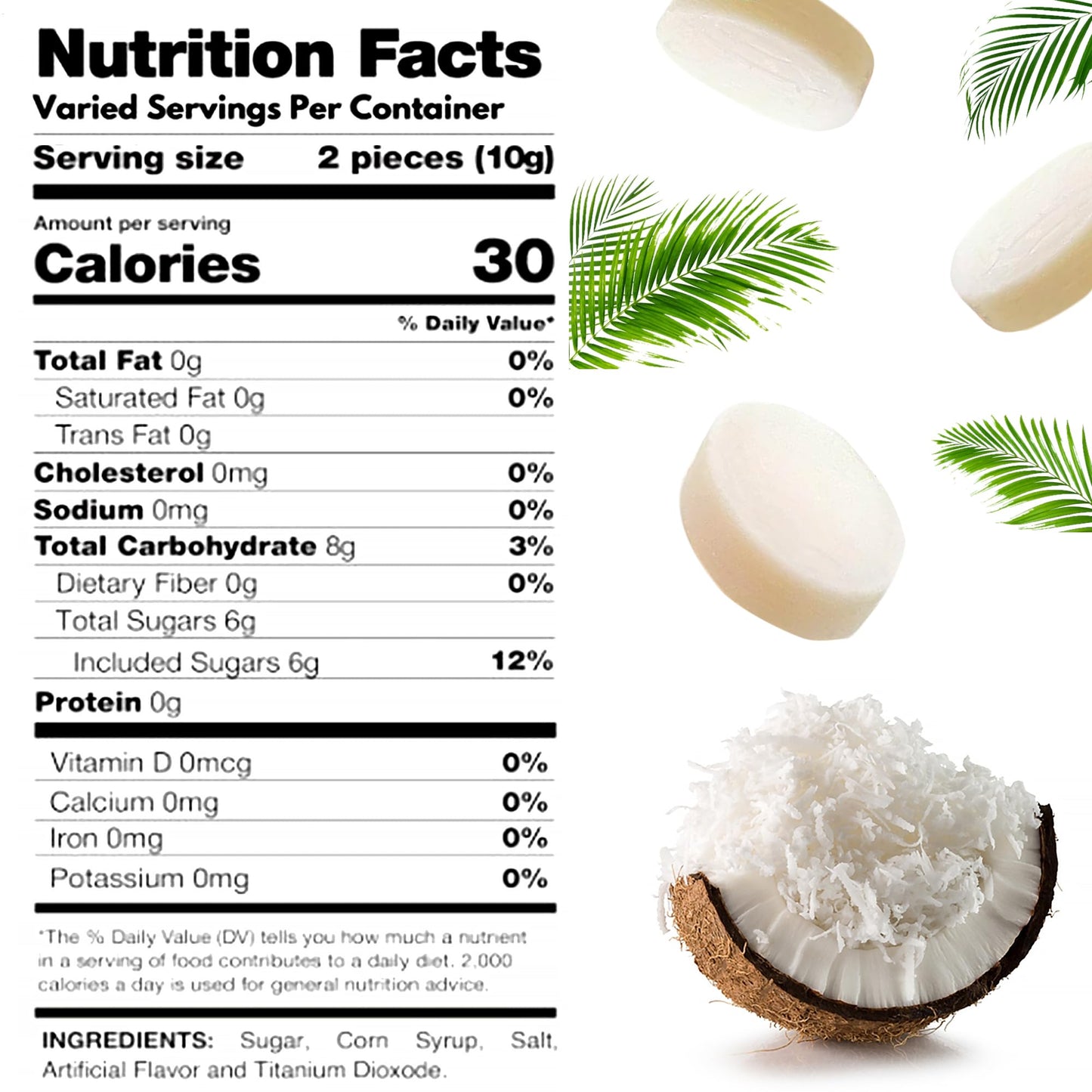 Fusion Sweets Coconut Hard Candy - Creamy Filled, 2 Pounds, Individually Wrapped, White, Bulk Bag, Old Fashioned