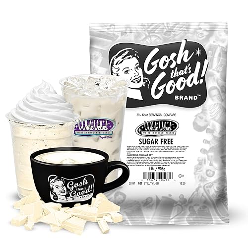 Gosh That's Good! Sugar Free White Velvet Chocolate Coffee Flavor Powder - 2 lb, Low-Carb, Lactose-Free, Ideal for Hot & Cold Beverages