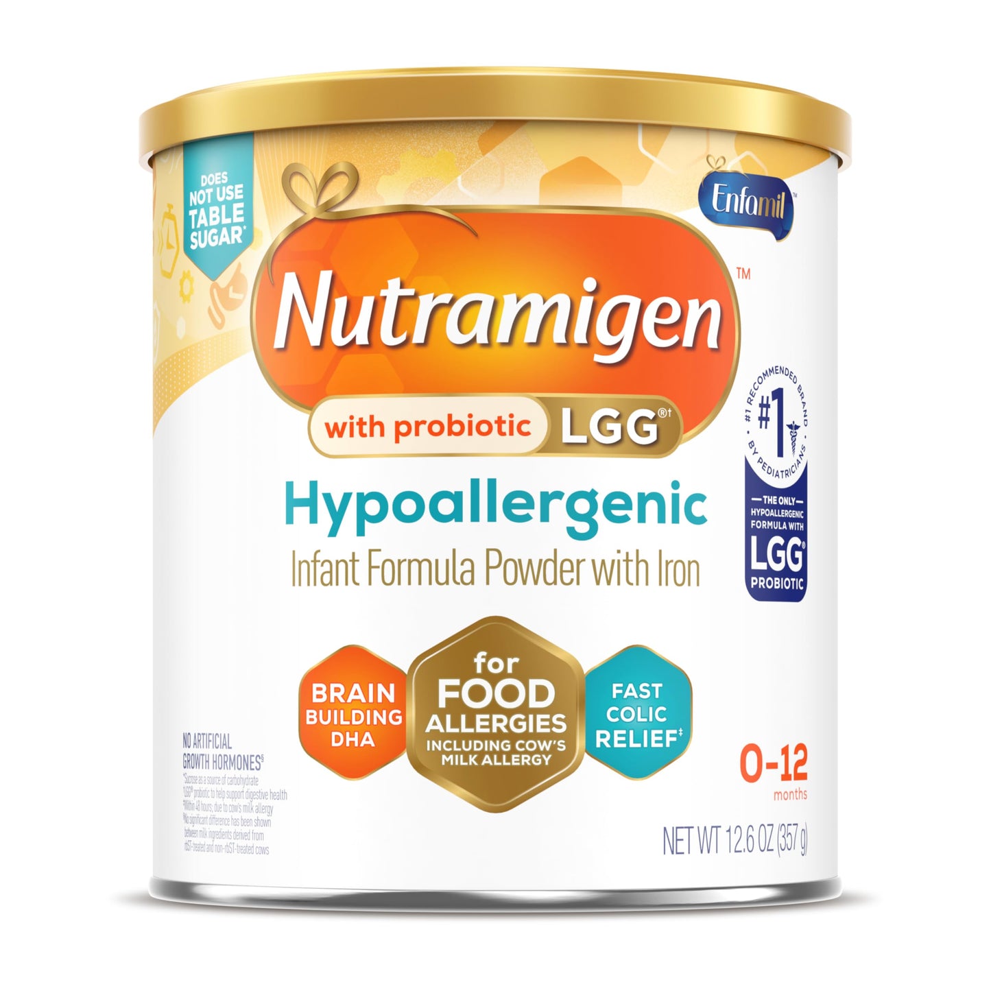 Enfamil Nutramigen Hypoallergenic Baby Formula with Iron, Lactose Free, Colic Relief from Cows Milk Allergy Starts in 24 Hours, Brain Building DHA, Probiotic LGG for Immune Support, 12.6 Oz Can