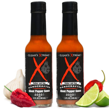 Elijahs Xtreme Ghost Pepper Hot Sauce, Handcrafted Award Winning Blend of Ghost Peppers, Habanero Garlic & Lime, Extreme Heat & Flavor (5 oz) (2-Pack) (Xtreme Ghost Pepper & Habanero)