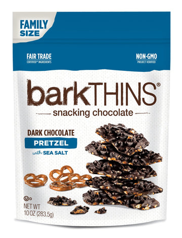 barkTHINS Snacking Dark Chocolate, Pretzel with Sea Salt, 10 Ounce (Pack of 9)