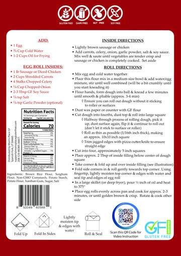 Moms Place Gluten-Free Vegan Egg Rolls/Wonton Wraps Mix, Nut Free, Dairy Free, 11.5 oz, 16 Servings