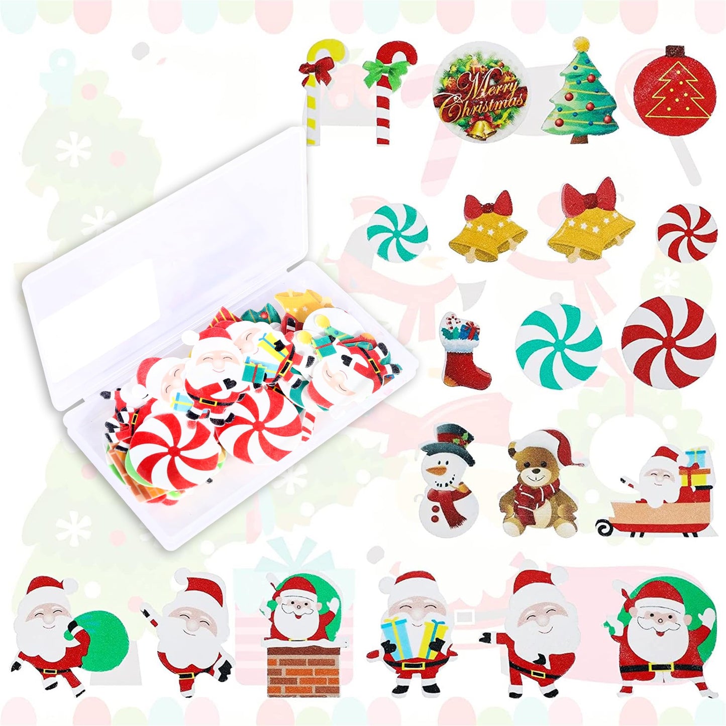 60 Pcs Edible Cupcake Toppers - Santa Claus, Snowman, Christmas Tree Picks - Merry Christmas Cake Decorations For Xmas, New Year & Birthday Parties