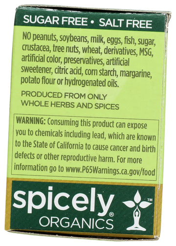 Spicely Organic Fennel Powder 0.50 Ounce Ecobox Certified Gluten Free