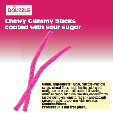 DOUzzle Back To School Sour Sticks Chewy Candy Straws Pink Lemonade (3.5 OZ - 1 Pack) Goodie Bag Stuffer, Pinata Filler - Kosher