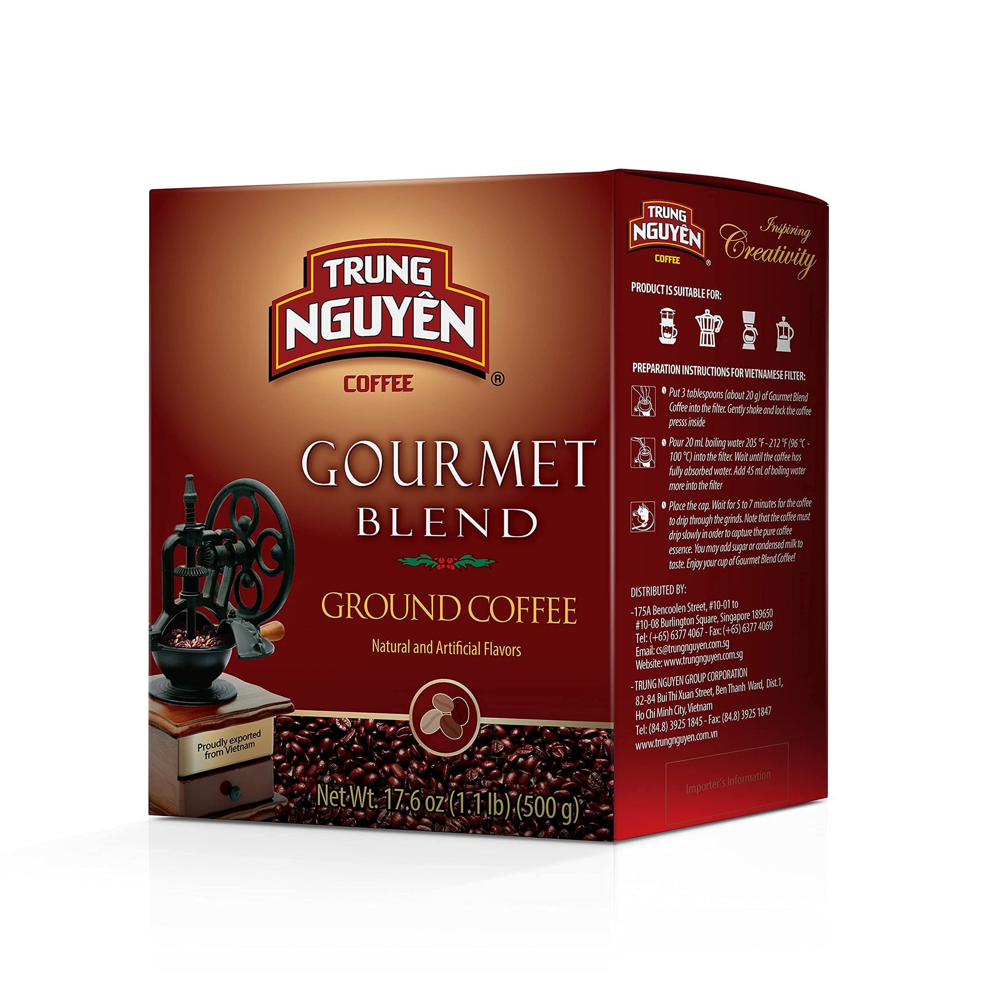 TRUNG NGUYEN LEGEND GOURMET BLEND Premium Roasted Ground Coffee - Chocolate and Fruity Flavor by Robusta & Arabica Coffee Beans 