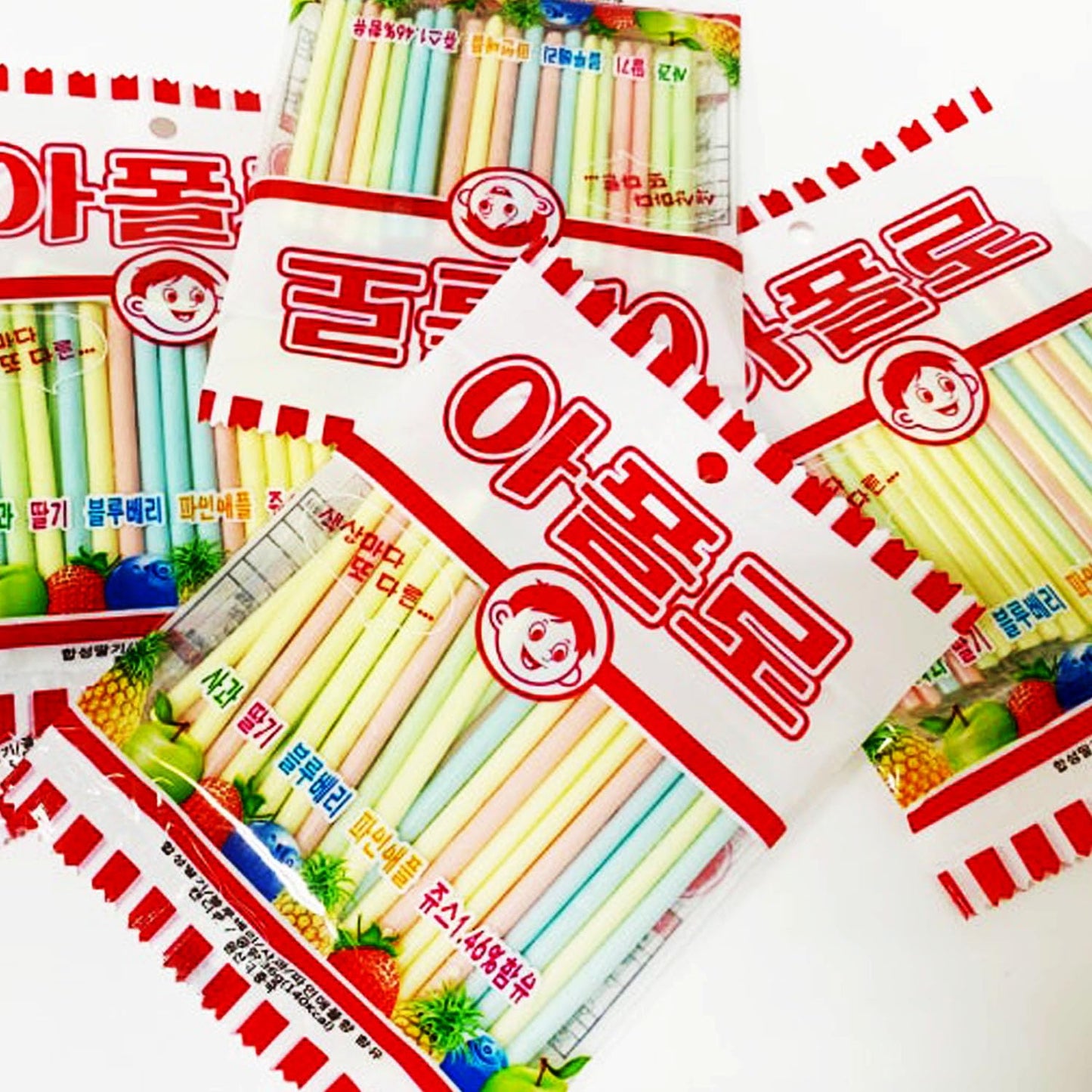Sookwang K-Snack Straw Candy – Assorted Flavors: Strawberry, Blueberry, Apple, Pineapple – 6.34oz (180g) Squeezable
