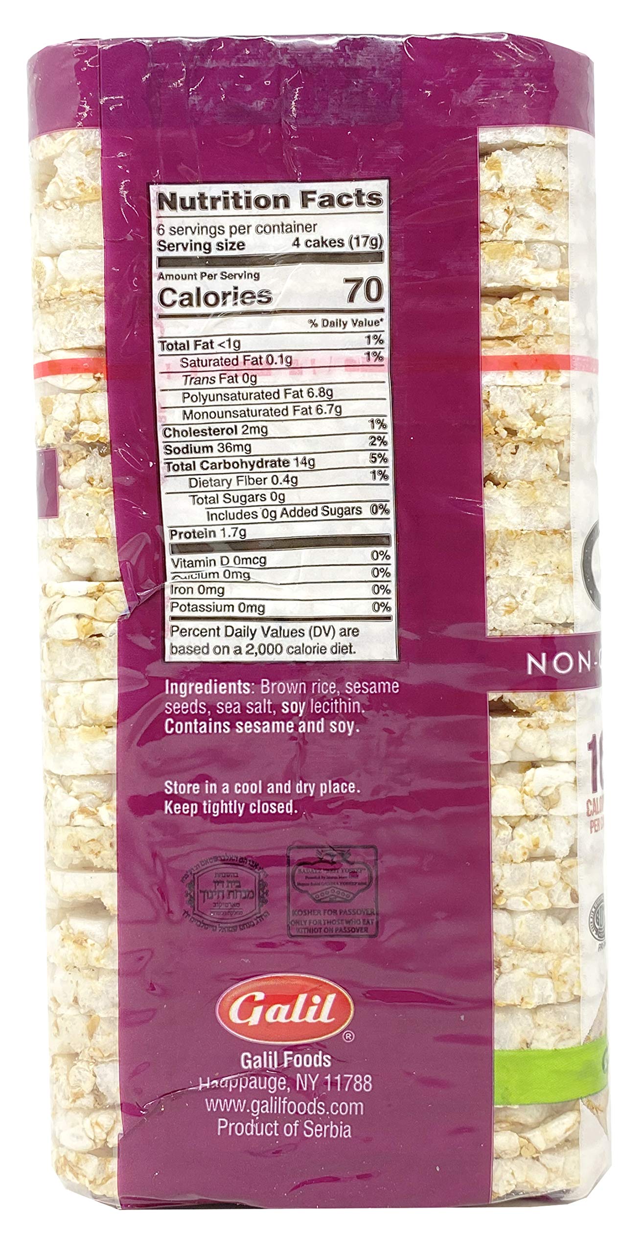 Galil Ultra-Thin Rice Cake Variety Pack Of 3 - Sea Salt, Chia & Quinoa, & Sesame & Sea Salt | All-Natural, Non-Gmo, Low Fat Snac