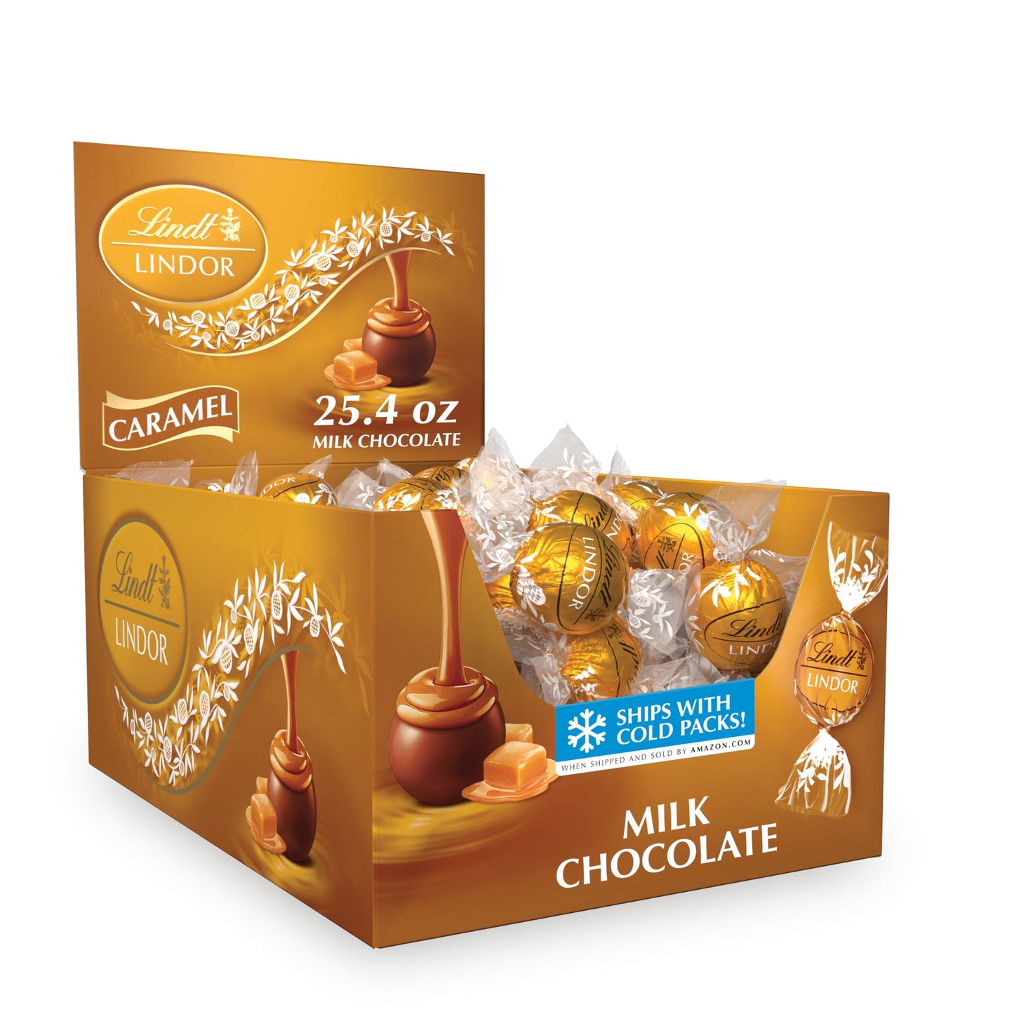 Lindt Lindor Caramel Milk Chocolate Truffles, Easter Chocolate Candy With Smooth, Melting Truffle Center, 25.4 Oz., 60 Count