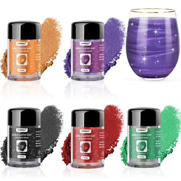 5 Colors Edible Glitter Set, Edible Glitter for Drinks, Luster Dust Shimmer Powder for Cakes, Cocktails, Beverages, Strawberries