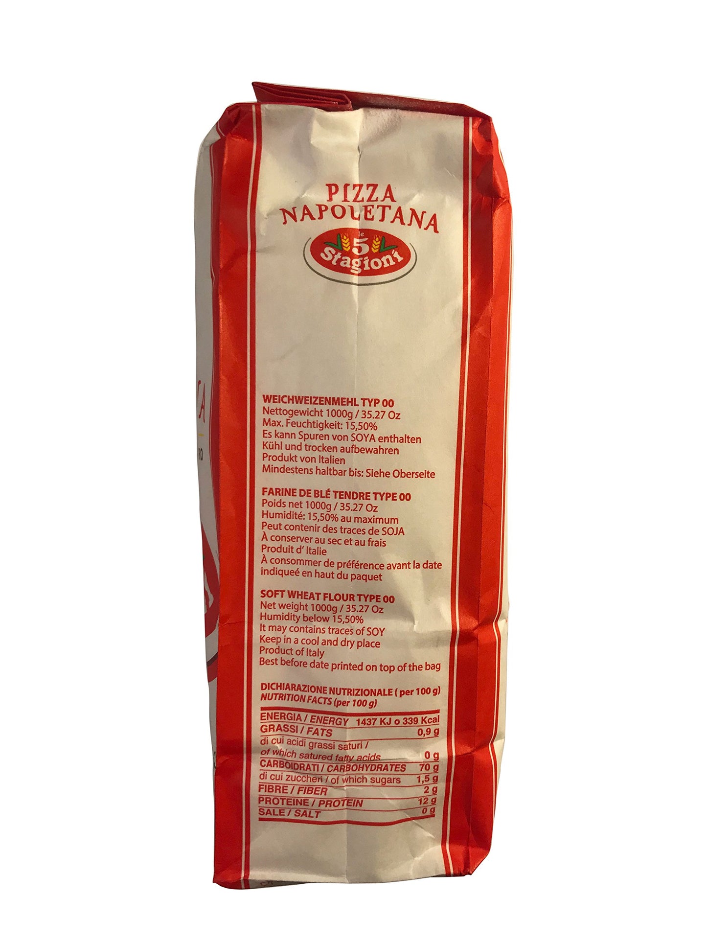 Le 5 Stagioni Pizza Napoletana Italian 00 Soft Wheat Flour 2.2 Pound Package