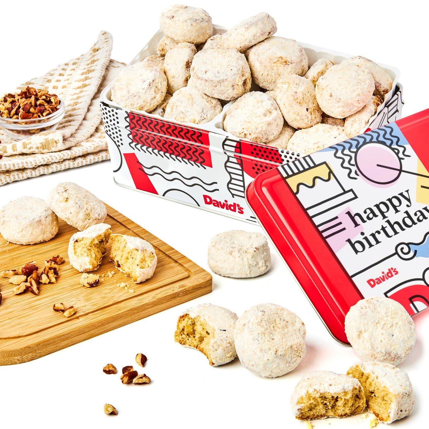 Davids Cookies Happy Birthday Gift Sampler Tin – Crunchy Gourmet Cookies – Bakery Snack Gift For Birthdays, Celebrations And Special Occasions – Buter Pecan