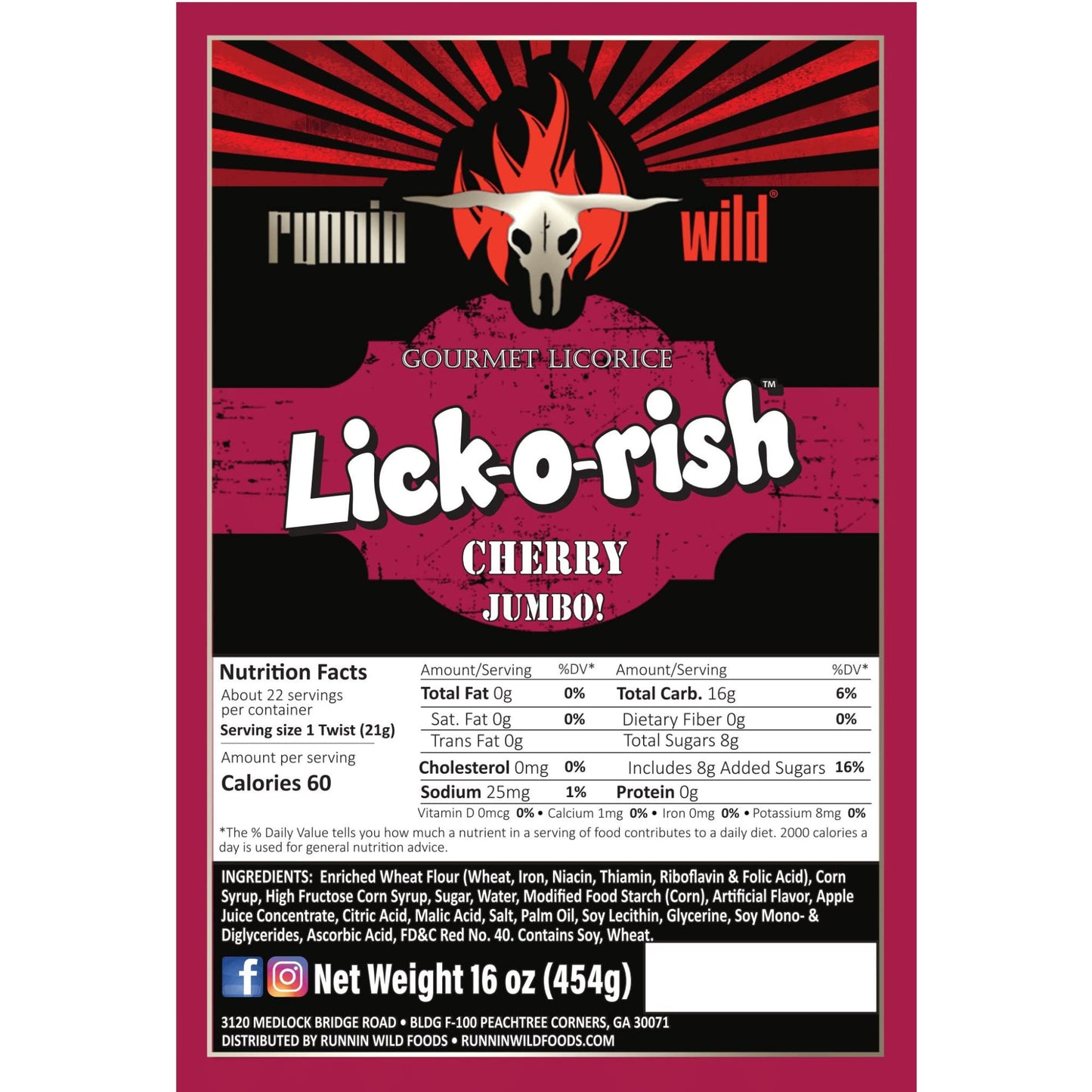 Cherry Licorice Candy | Lick-O-Rish, 3 Pounds Total (Set Of 3 Bags, 1 Pound Each)