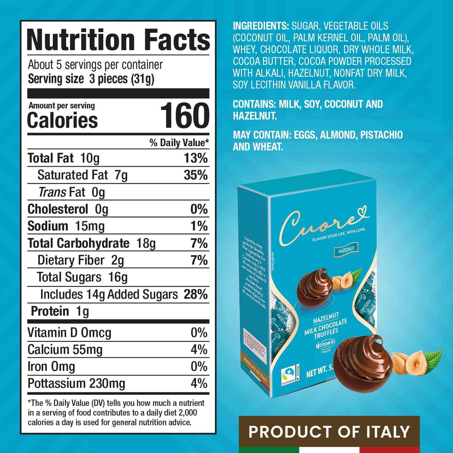 Witor'S Chocolates, Cuore Chocolate Truffles With Creamy Filling, Italian Truffles, Made In Italy, Perfect For Gifting (5.11 Oz,