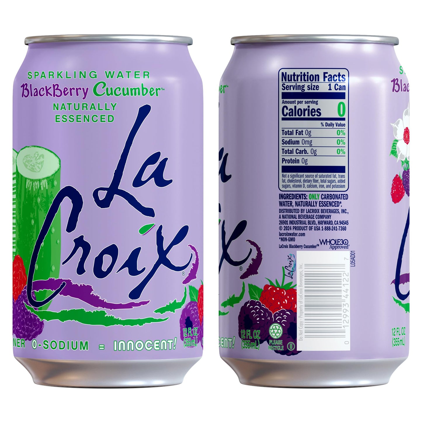 La Croix Sparkling Water  Blackberry Cucumber  8-Pack Zero Sugar  Zero Calories  Zero Sodium