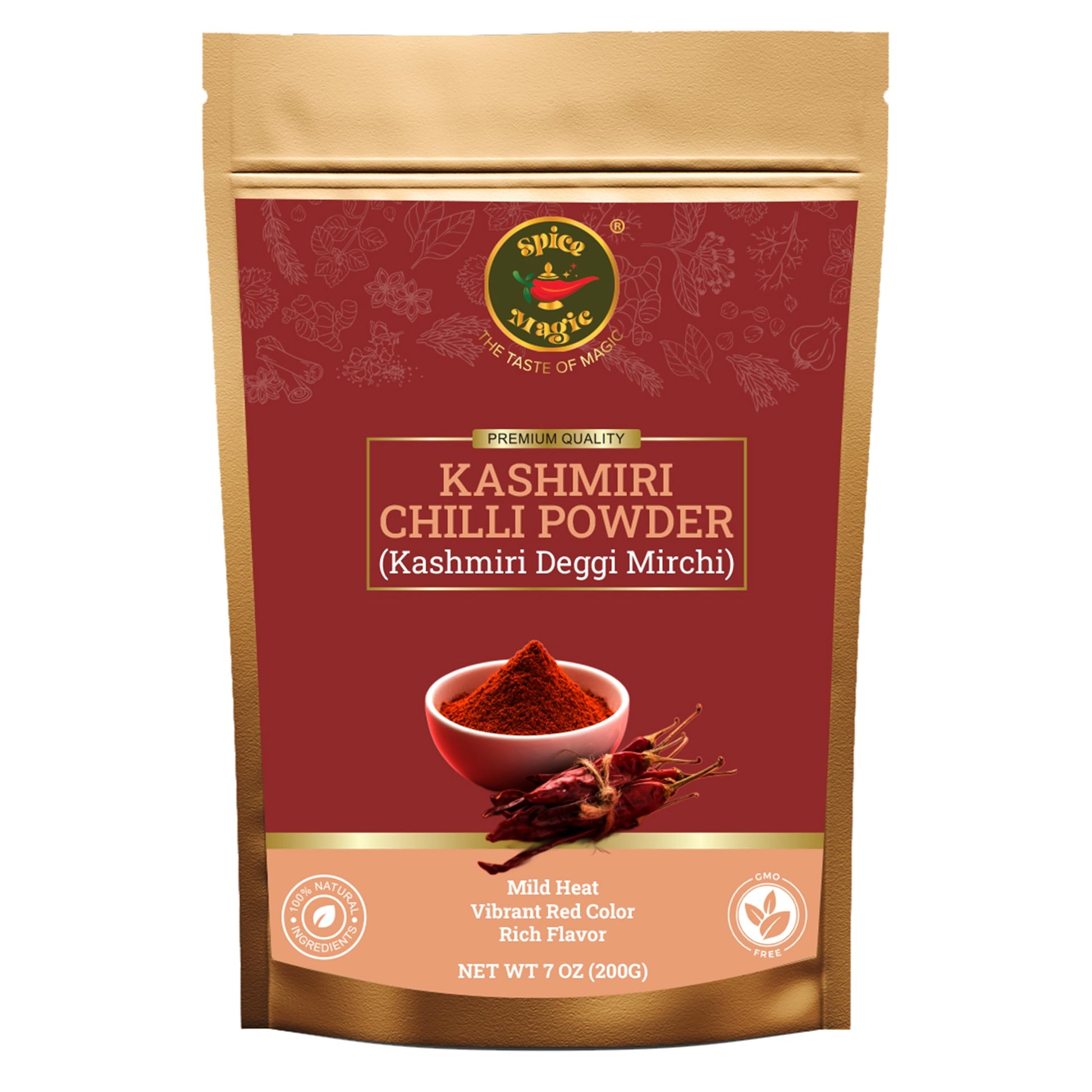 Spice Magic Kashmiri Chilli Powder (Kashmiri Mirch Powder) ~ 100% Pure, Aromatic & Natural I Non-GMO I Indian Origin (7oz (200g)