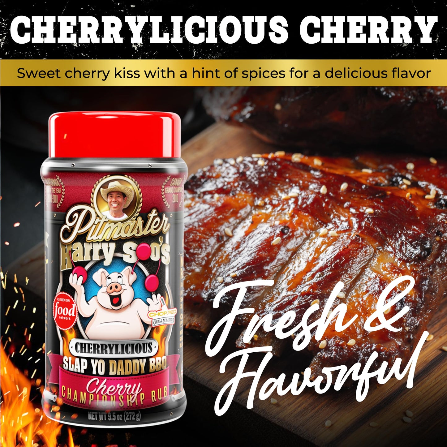 Slap Yo Daddy BBQ Rub - Championship Seasoning for Chicken, Beef, Pork - No MSG, Gluten Free - 12 Ounce Cherrylicious Ribs