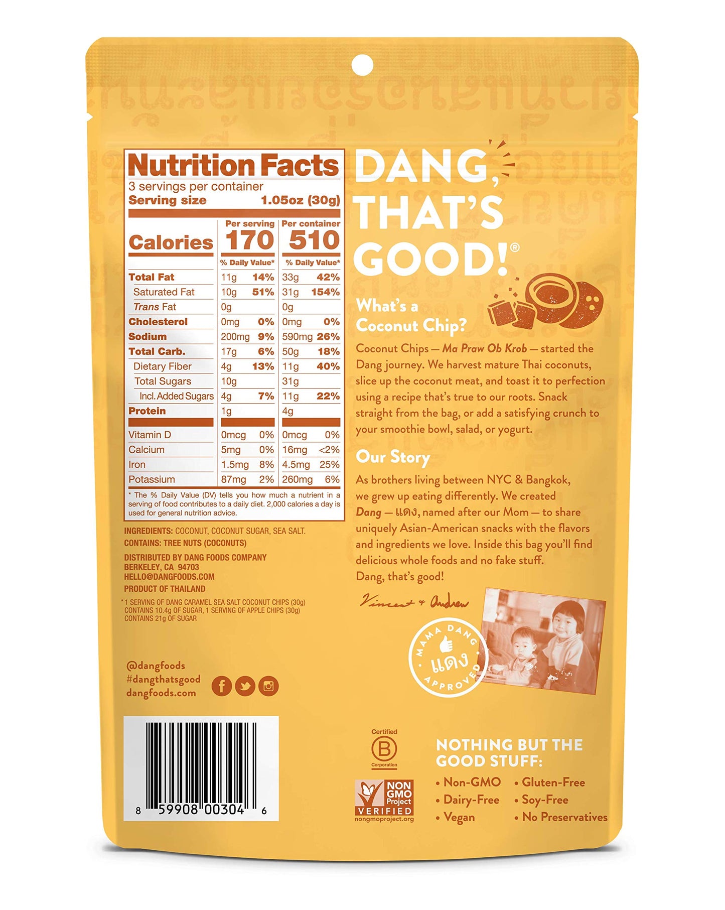 Dang Toasted Coconut Chips | Caramel Sea Salt | 12 Pack | Vegan, Gluten Free, Non Gmo, Healthy Snacks Made With Whole Foods | 3.17 Oz Resealable Bags
