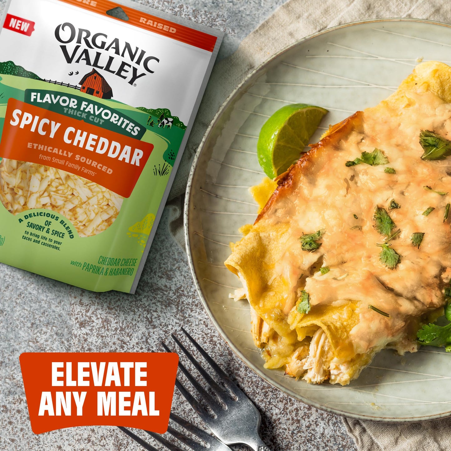 ORGANIC VALLEY Spicy Cheddar Shredded Cheese, Flavor Favorites, 6 oz