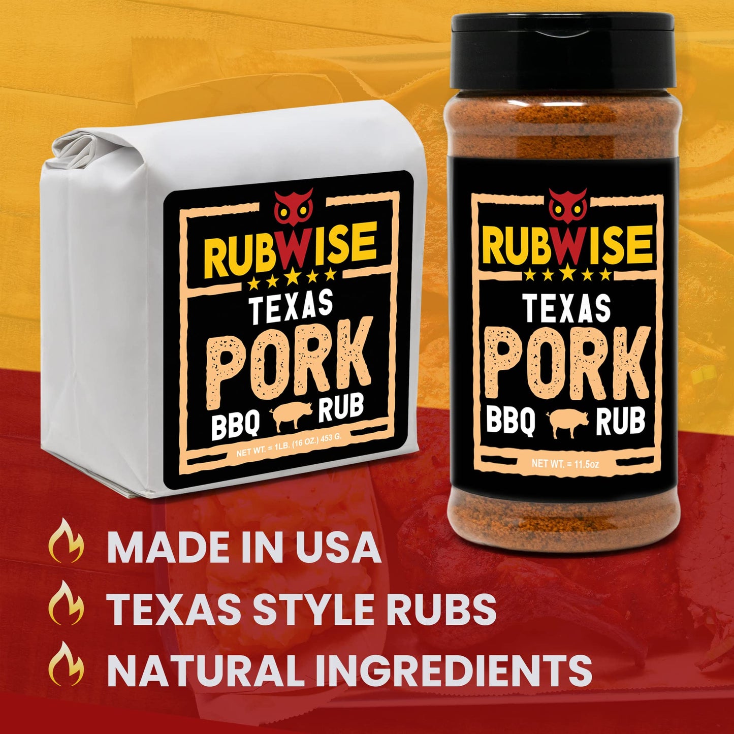 Five Star Seasonings RubWise Pork Rub, Texas Style BBQ Seasoning, 11.5oz, No MSG, Ideal for smoky aroma & Grilling Meat