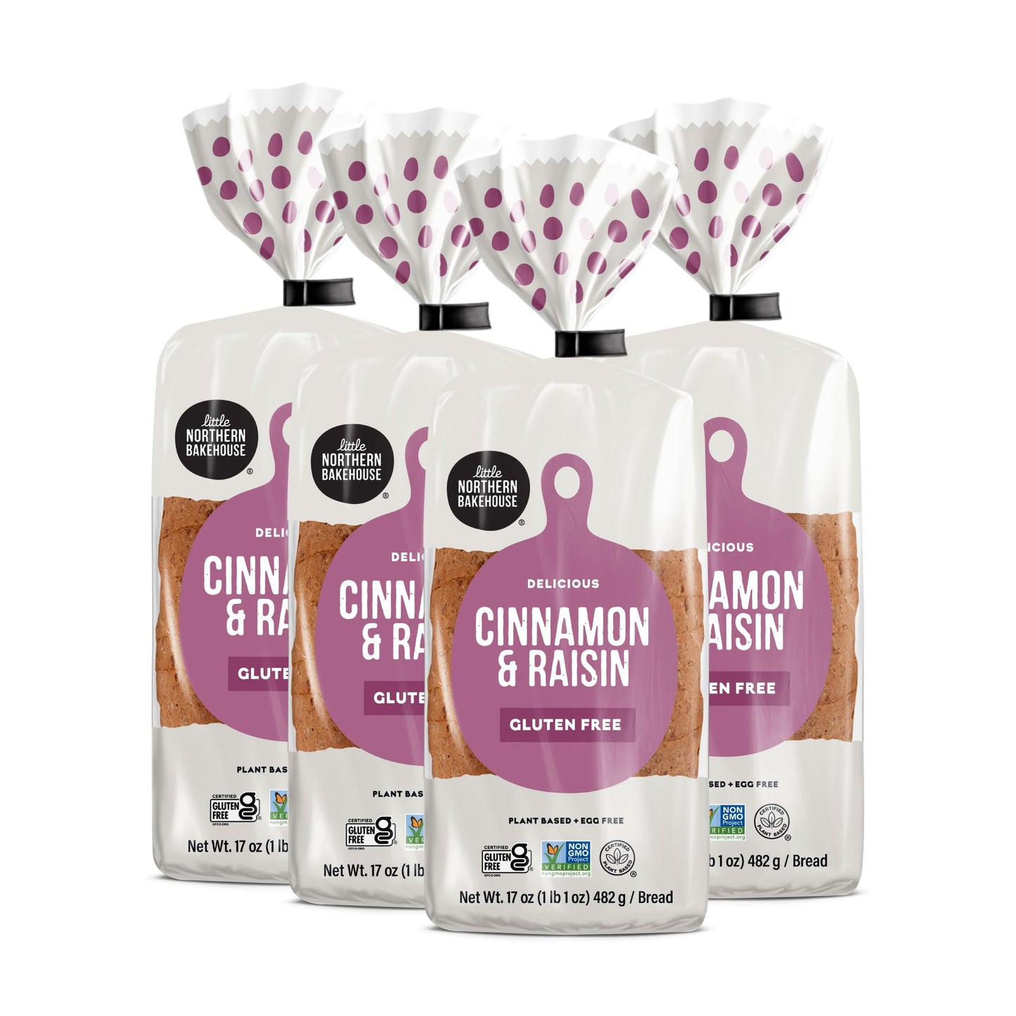 Little Northern Bakehouse Cinnamon & Raisin Gluten Free Bread, Non-GMO and Allergy-Friendly Sliced Bread (4 pack, 17 oz. each)