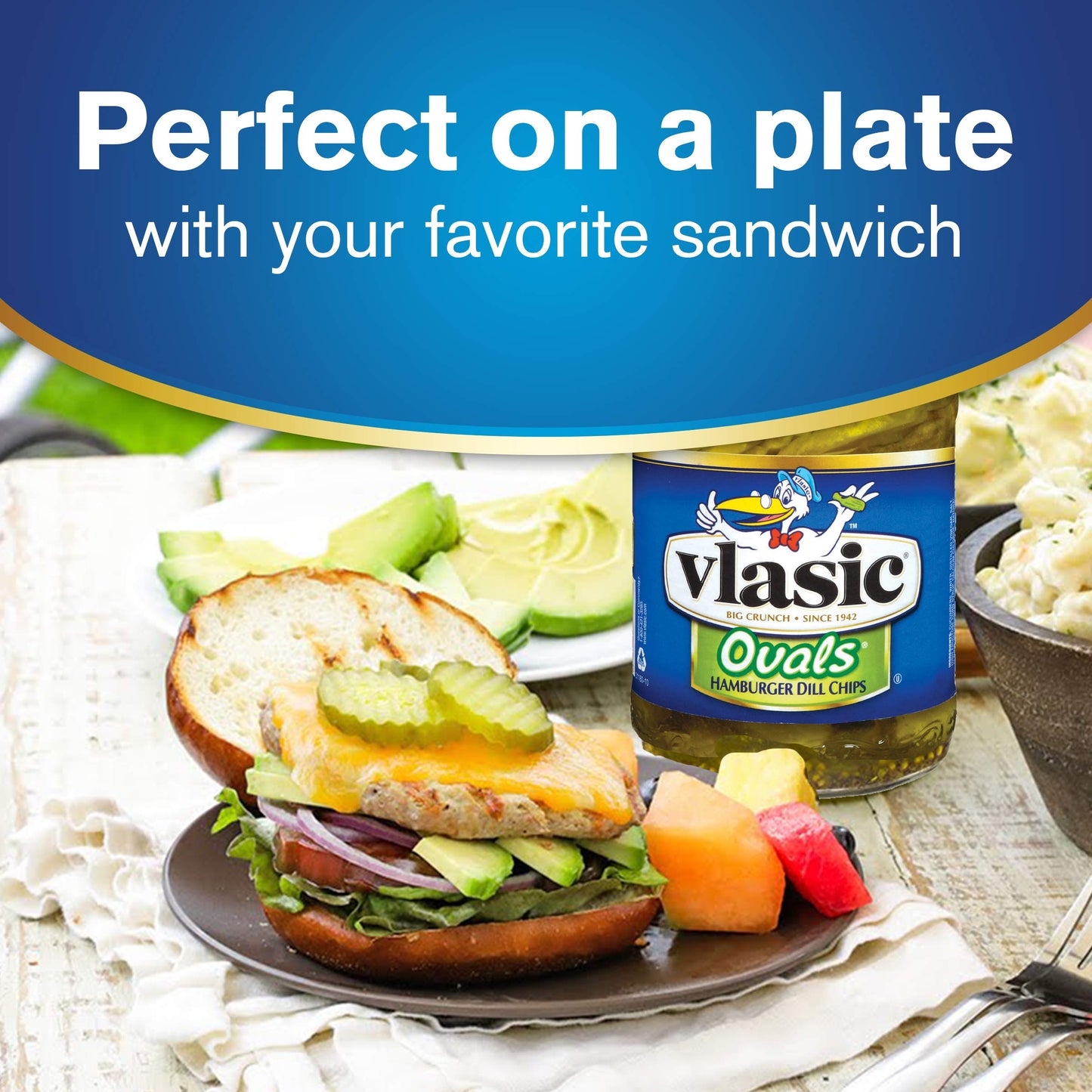 Vlasic Ovals Hamburger Dill Pickle Chips, Keto Friendly Snacks And Toppings, 12 - 16 Fl Oz Jars