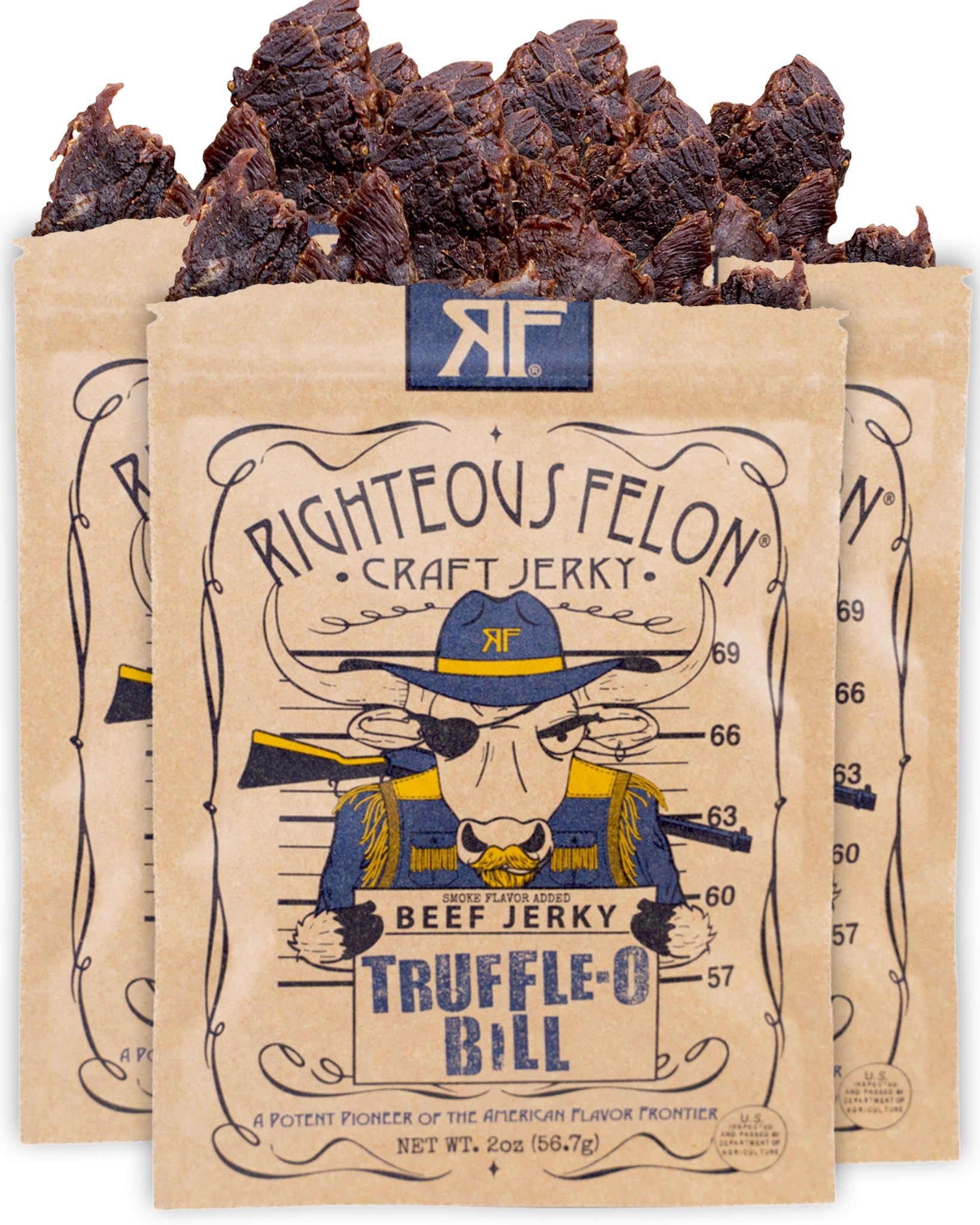 Righteous Felon Beef Jerky - Truffle-O-Soldier Flavor - All-Natural Jerky - Locally Sourced & Dried Beef Jerky - Low-Sugar, High