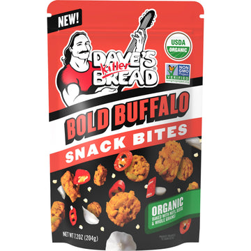 Daves Killer Bread Bold Buffalo Organic Snack Bites, Buffalo Flavored Organic Snacks, 7.2 oz