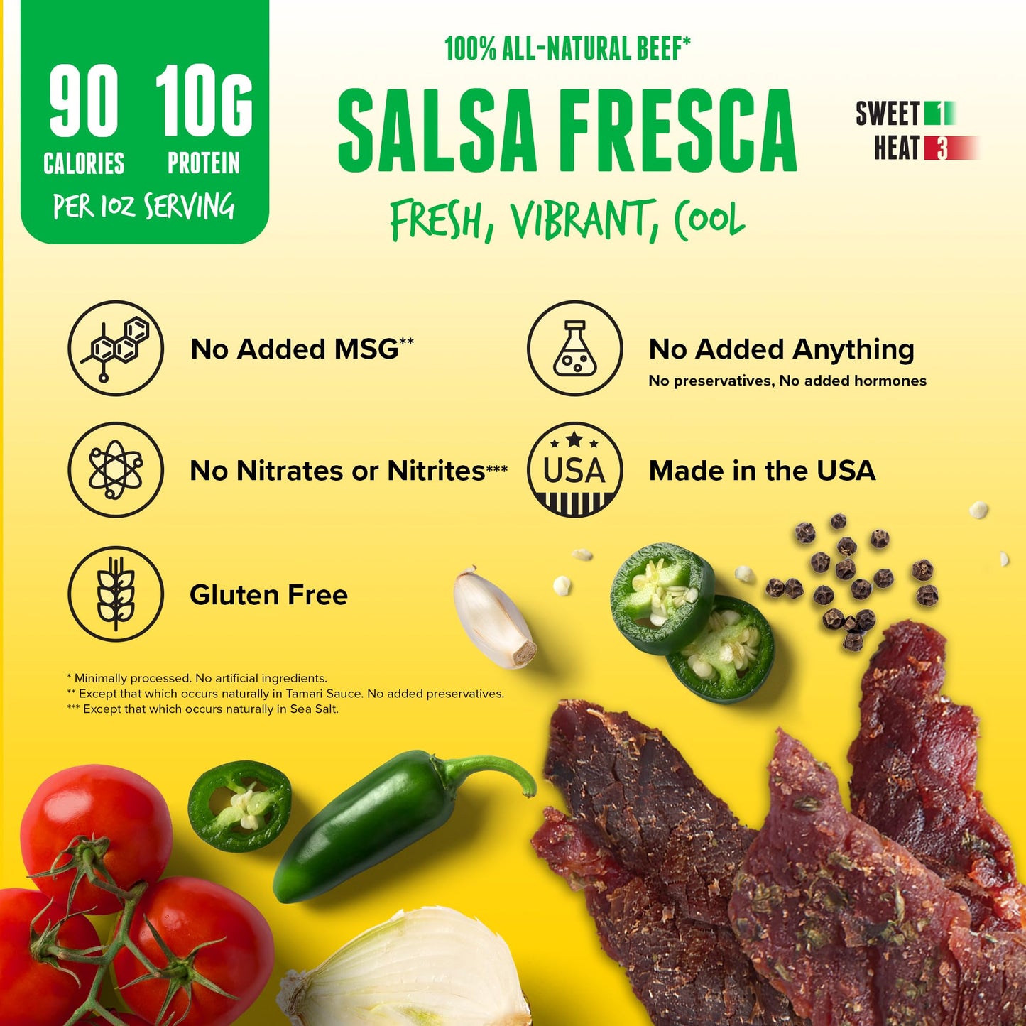 BAJA BEEF Baja Beef Jerky, 100% All Natural, Keto, Gluten Free, 10g Protein, 2.5 oz Bag (Pack of 4)