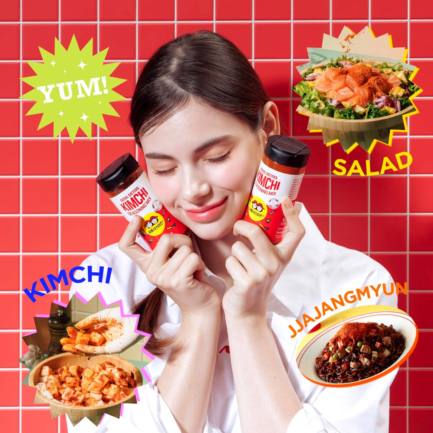 SEOUL SISTERS Korean Kimchi Powder Seasoning Mix 3.5 oz (100g) 1EA - ORIGINAL Spicy Seasoning Mix, Rich in Probiotics, Delicious