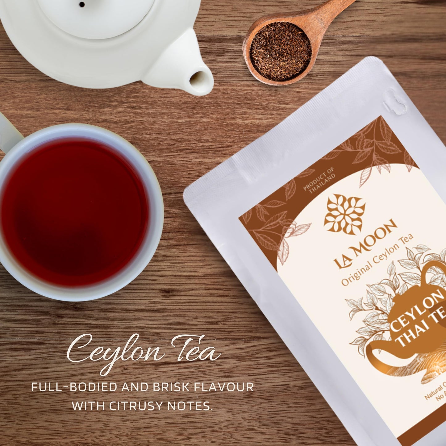 LA MOON TEA Ceylon Thai Tea Blend - 100% Ceylon Black Tea, Premium Loose Leaf, 7.05 Ounce