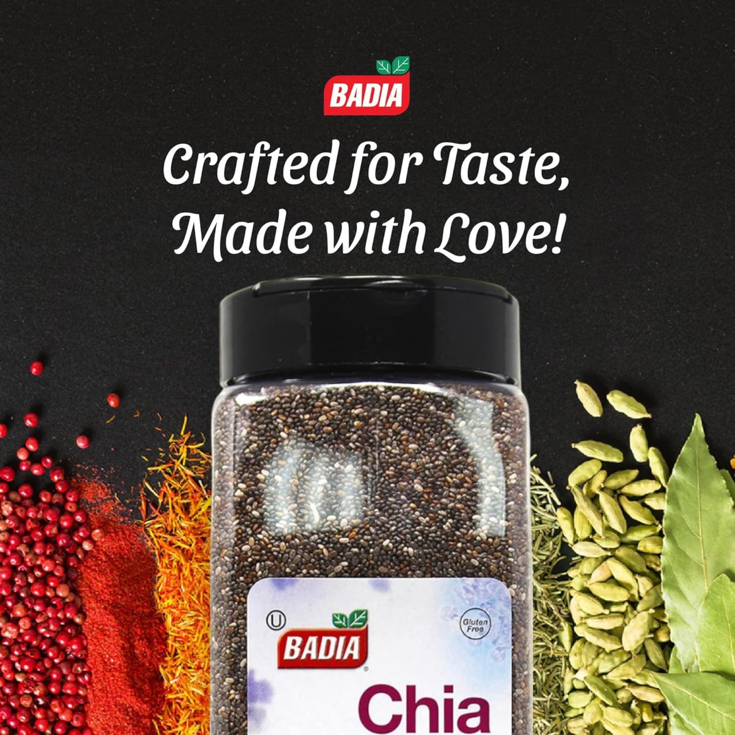 Badia Chia Seeds, High Fiber Omega-3 Protein, 22 oz for Smoothies & Baking