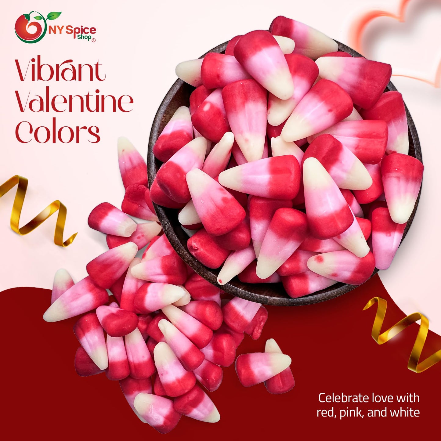 NY Spice Shop Valentine Gummy Candy Corn - 1 Pound Candy Corn Bulk for Valentines Gift Basket - Candycorn Gummies Snacks - Candy