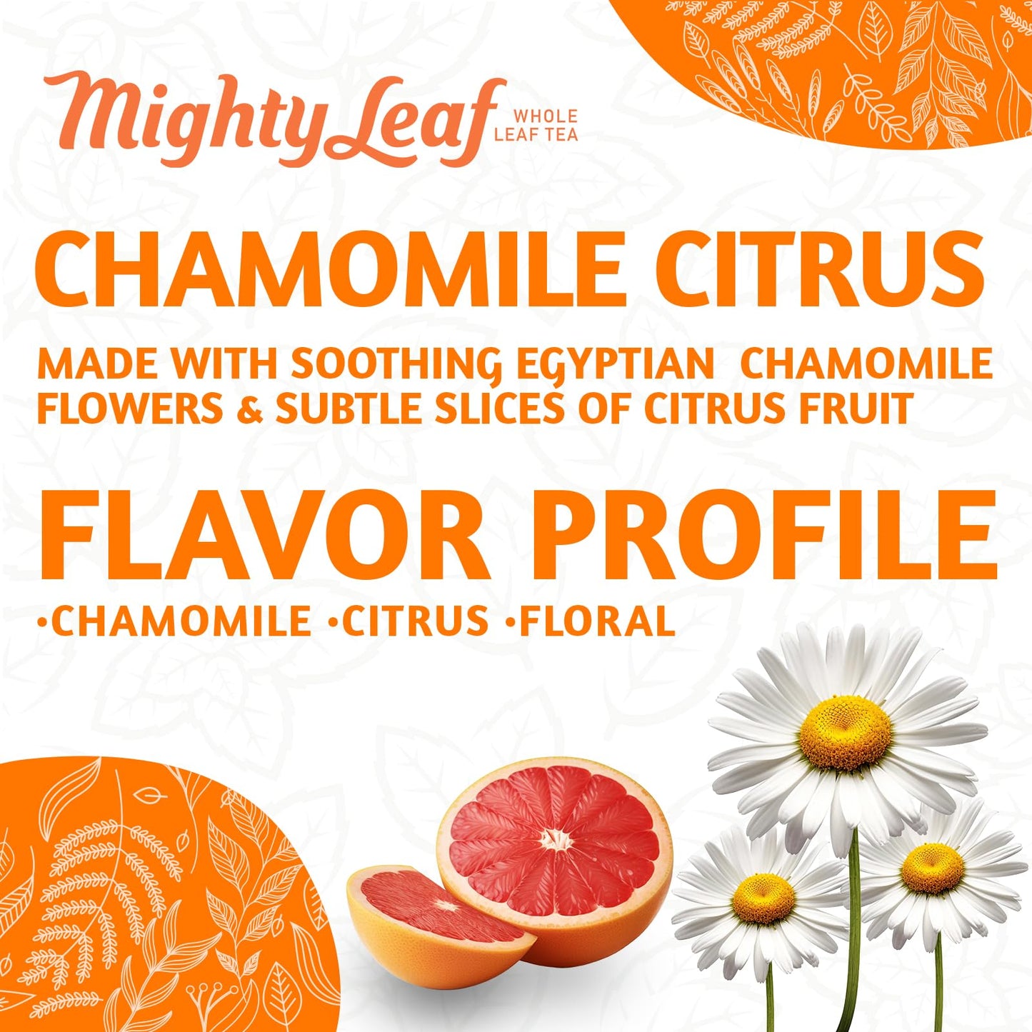 Mighty Leaf Tea Chamomile Citrus, 15-Count Whole Leaf Pouches (Pack Of 3)
