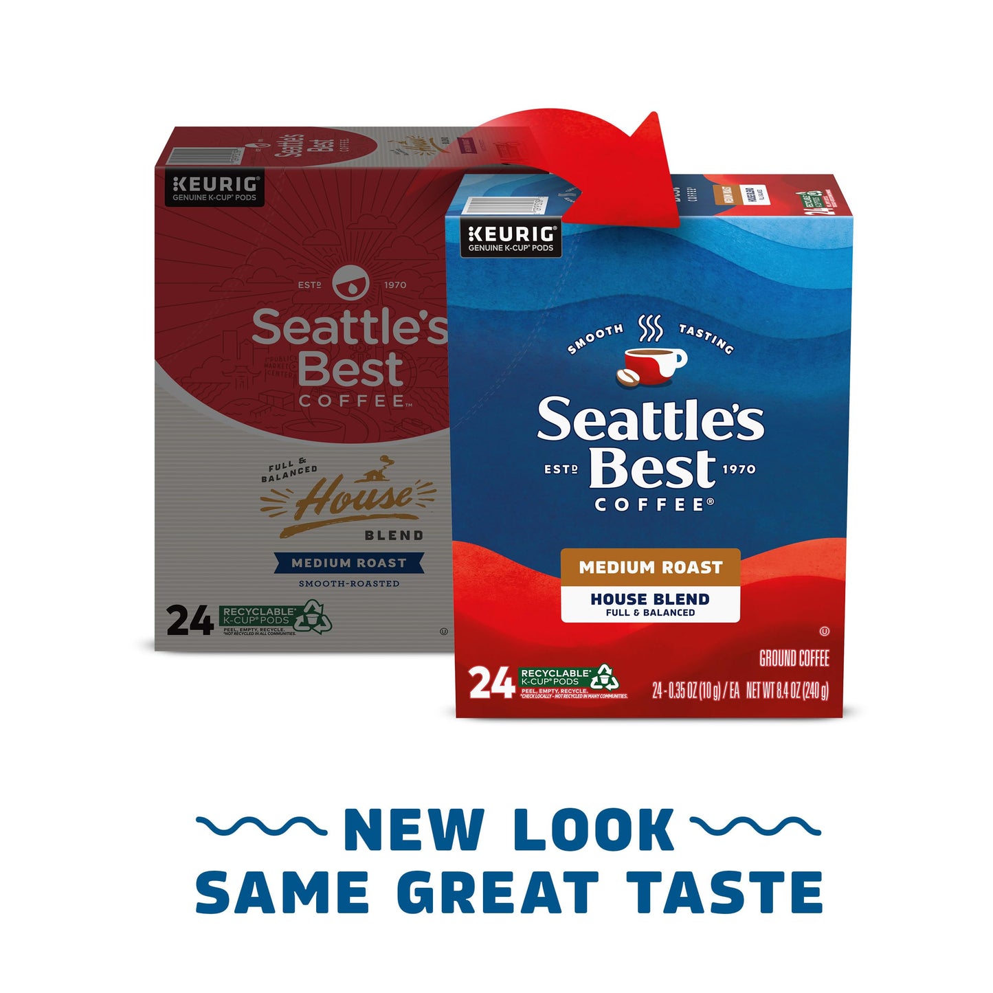 Seattle’s Best Coffee Medium Roast K-Cup Pods, House Blend, 100% Arabica, 96 Pods (24 Count x 4 Boxes)