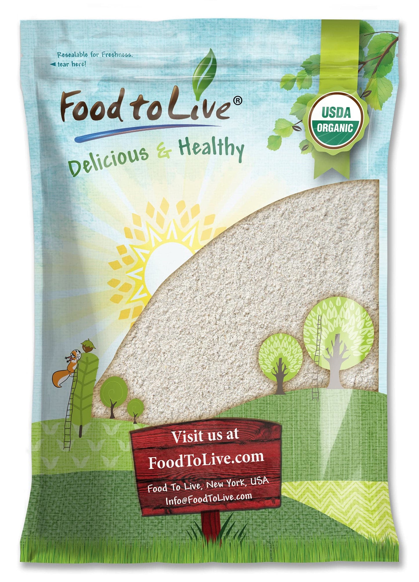 Food to Live Organic White Rye Flour, 8 Pounds - Non-GMO, Unbleached, Light, Medium Protein, Vegan, Kosher, Finely Milled Berrie