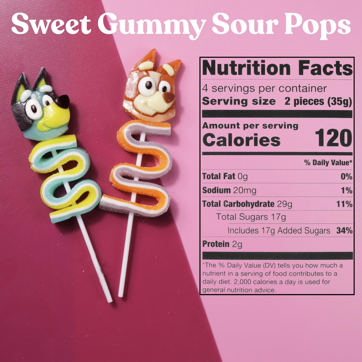 Galerie Bluey and  card-style Gummy Lollipops - Individually Wrapped Party Favor  , 4 Pack