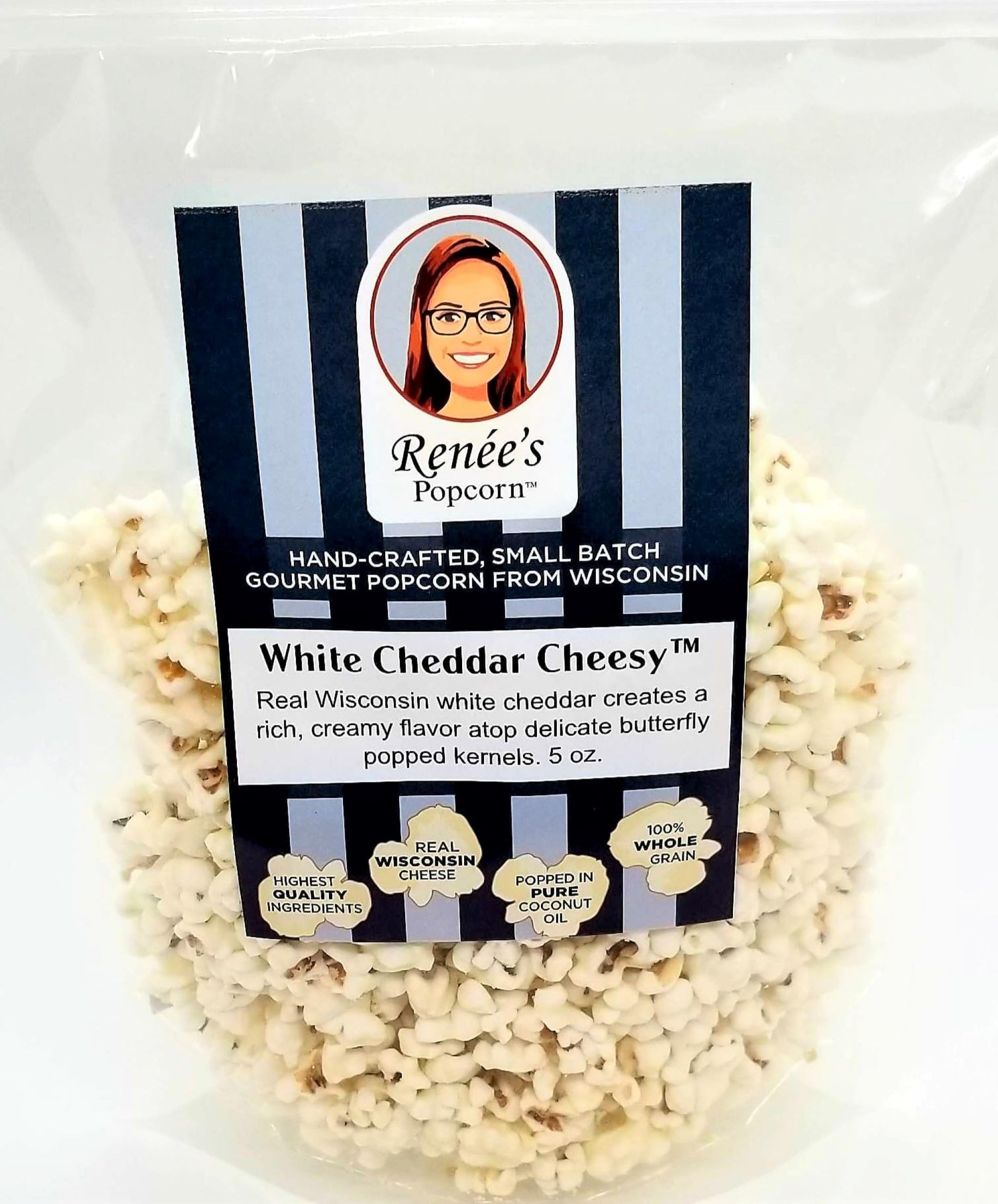 Ren  Es White Cheddar Cheesy Gourmet Popcorn - Real Wisconsin White Cheddar Cheese Is Smooth And Creamy On Fresh Popped Corn, Sn
