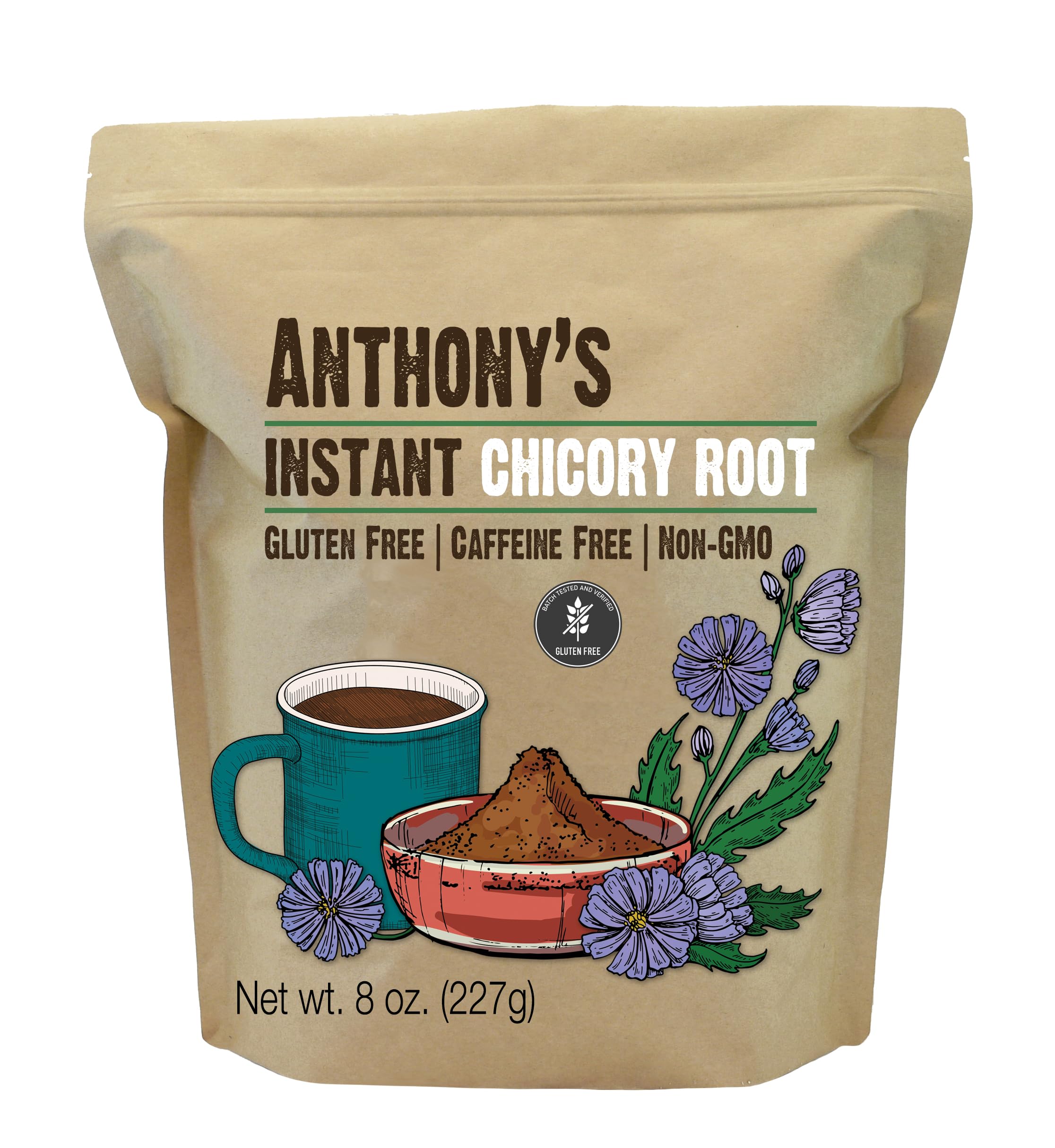 Anthonys Instant Chicory Root Coffee Alternative, Gluten Free, Caffein ...
