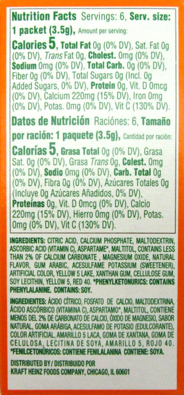 Tang On The Go Singles Drink Powder Mix Orange 6 Ct