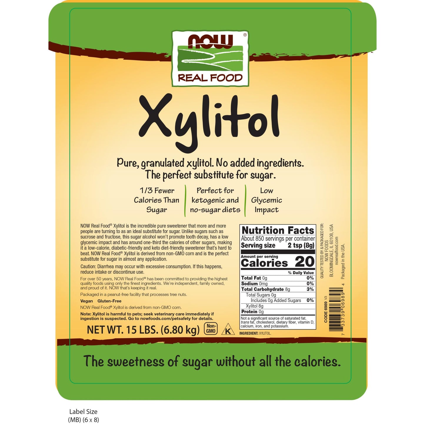 NOW Foods Xylitol Bulk Sweetener, Keto-Friendly, Low Calorie, 15-Pound (240 oz)
