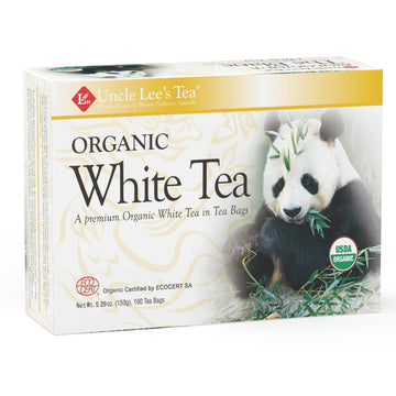 Uncle Lees Organic White Tea - Premium Tea For Everyday Wellness, Low Caffeine, Antioxidant-Rich White Tea Bags, Individually Wr