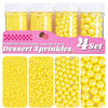 Yellow Pearl Sprinkles for Cake Decorating, 11.3 Oz Edible Pearls Sugar Large Capacity 4 Jars Set for Baking Cookie Ice Cream Cu