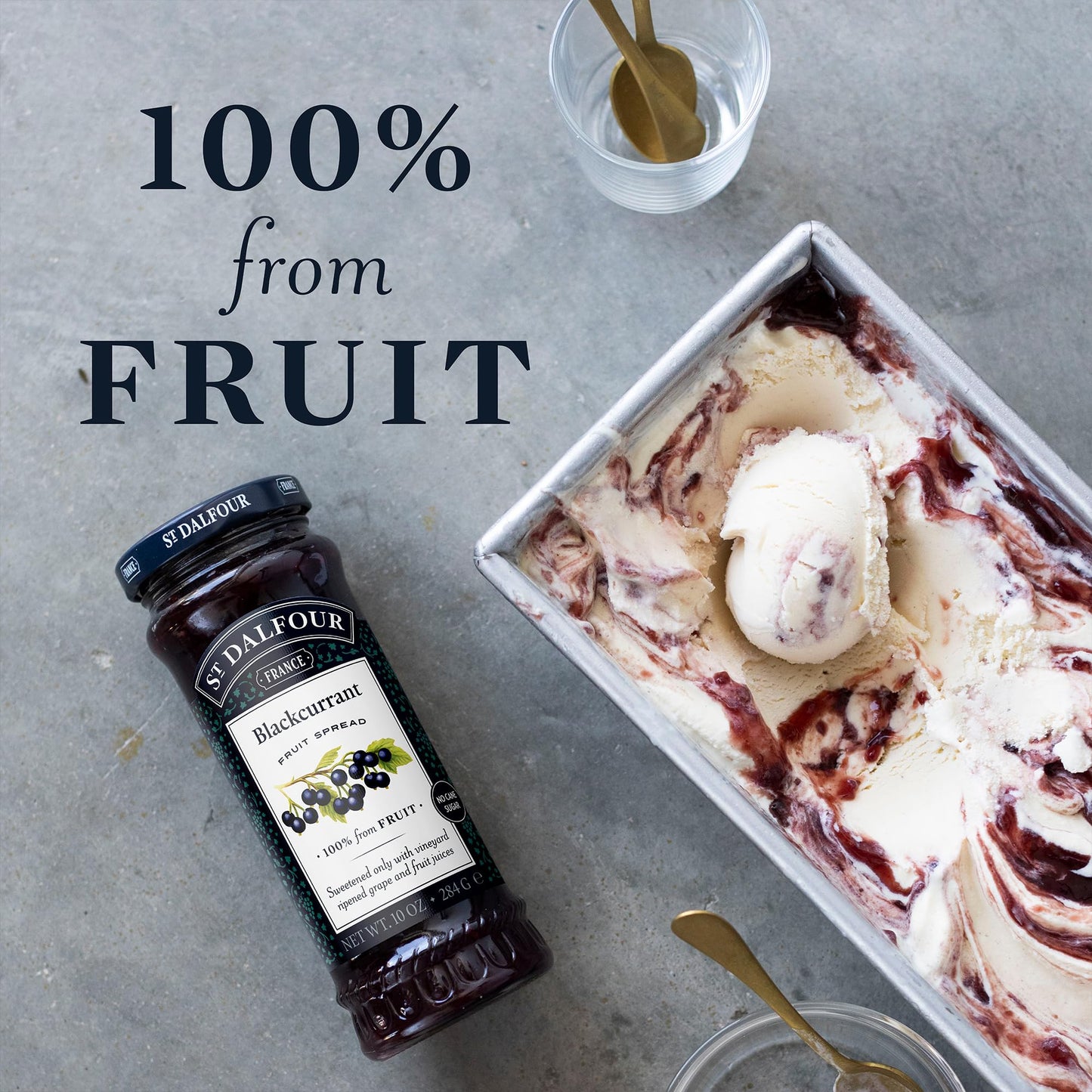 St. Dalfour Blackcurrant Fruit Spread - 10Oz - 100% From Fruit, No Artificial Ingredients, Non-Gmo, No Cane Sugars, All Natural,