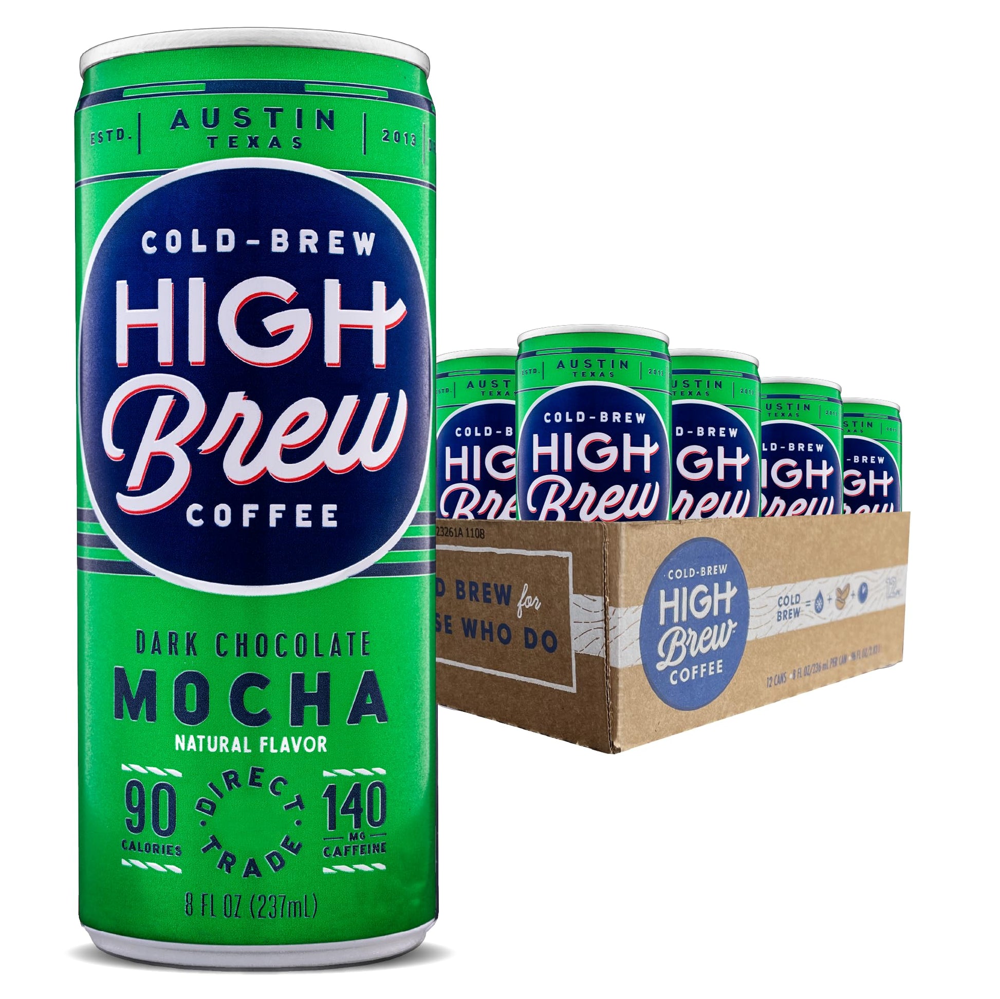 High Brew Coffee Cold Brew, Dark Chocolate Mocha, 8 Fl Oz, Ready-To-Drink, Pack of 12