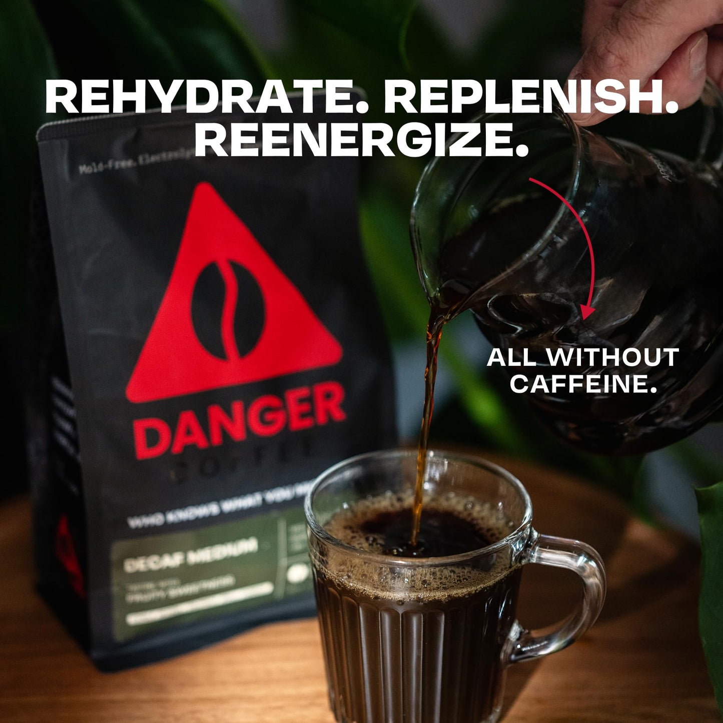 Danger Coffee by Dave Asprey  Remineralized  Mold Free & Lab Tested Swiss Water Decaf Ground Coffee  Medium Roast  Decaffeinated 10.9 Ounce