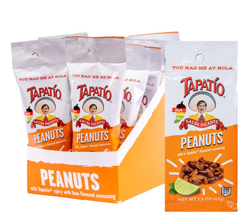 Straight Up Nuts Tapatio Spicy Nuts, Hot Peanuts with Lime, 2.5 Oz Bags, Pack of 12