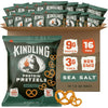 Kindling Protein Pretzels - Sea Salt | Protein-Packed Snack Size Bags | Kosher | 8-9g Protein Per Serving | No Artificial Flavor
