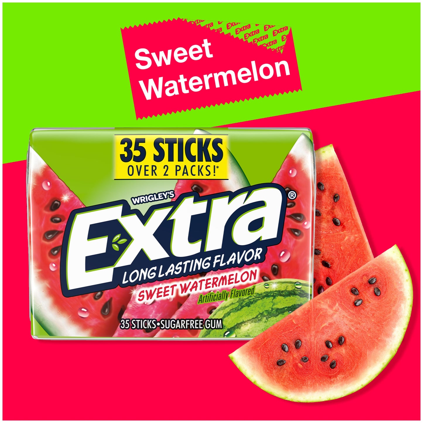 EXTRA Sweet Watermelon Sugar Free Chewing Gum Pack  35 Sticks (Pack of 6)  Mega Bulk Gum