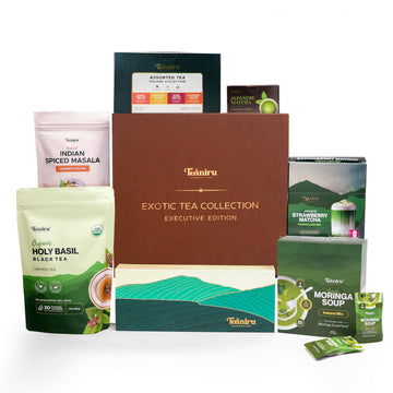 Teaniru, Exotic Collection-Christmas Gift Box | Holiday Flavored Teas, Moringa Soup, Strawberry Matcha Latte, Spiced Masala Chai